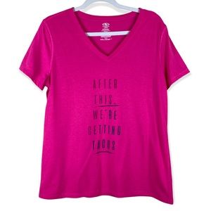 Athletic Works Size Large (12-14) Color Pink V-Neck Top